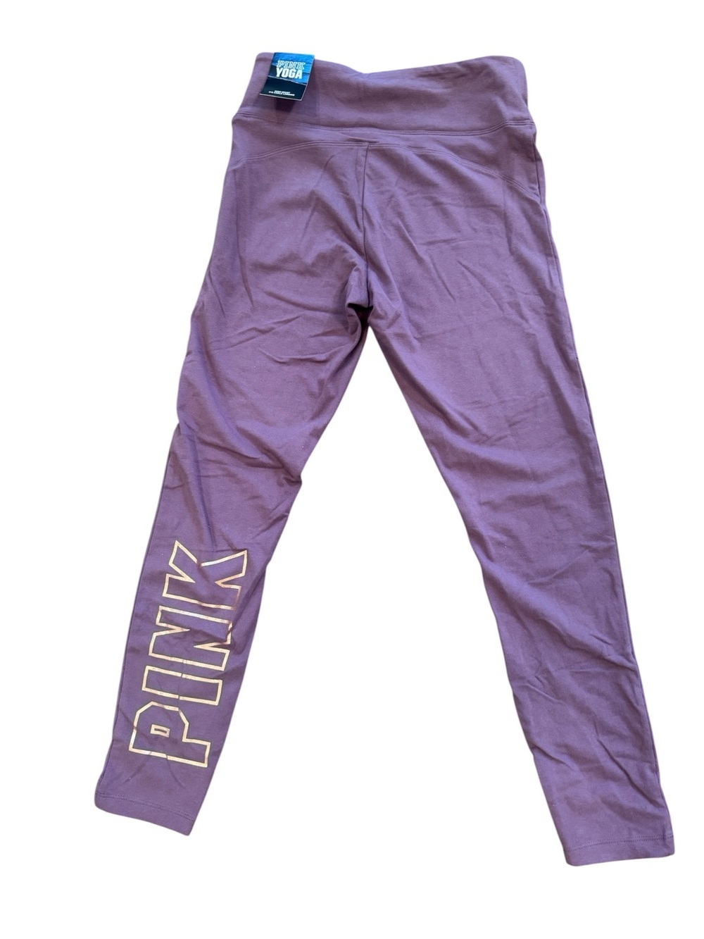 Victoria's Secret PINK Yoga Pants Purple With Rose Gold Letters Sz Small NWT